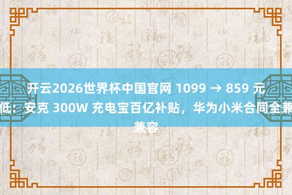 开云2026世界杯中国官网 1099 → 859 元新低：安克 300W 充电宝百亿补贴，华为小米合同全兼容