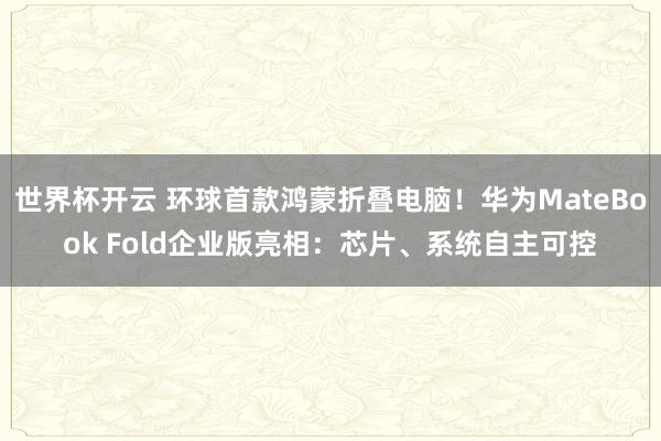 世界杯开云 环球首款鸿蒙折叠电脑!华为MateBook Fold企业版亮相:芯片、系统自主可控