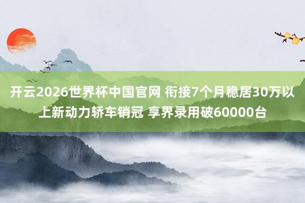 开云2026世界杯中国官网 衔接7个月稳居30万以上新动力轿车销冠 享界录用破60000台