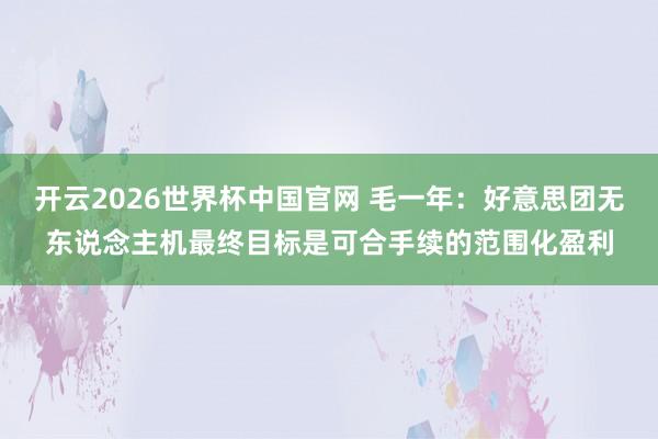 开云2026世界杯中国官网 毛一年：好意思团无东说念主机最终目标是可合手续的范围化盈利