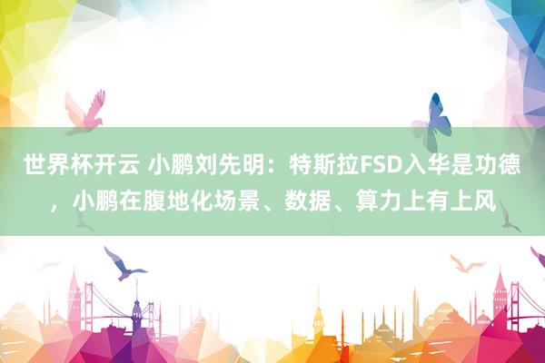 世界杯开云 小鹏刘先明:特斯拉FSD入华是功德,小鹏在腹地化场景、数据、算力上有上风