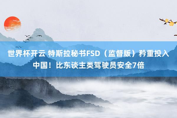 世界杯开云 特斯拉秘书FSD(监督版)矜重投入中国!比东谈主类驾驶员安全7倍