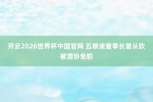开云2026世界杯中国官网 五粮液董事长曾从钦被酒协免职