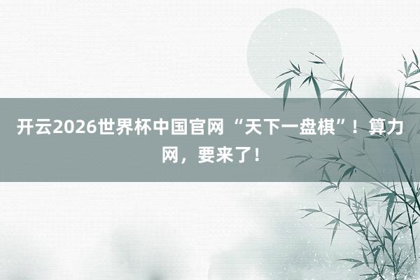 开云2026世界杯中国官网 “天下一盘棋”!算力网,要来了!