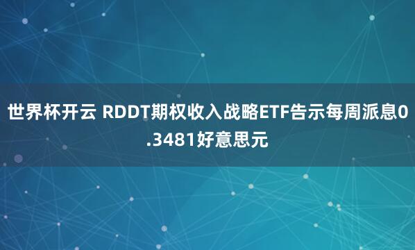 世界杯开云 RDDT期权收入战略ETF告示每周派息0.3481好意思元