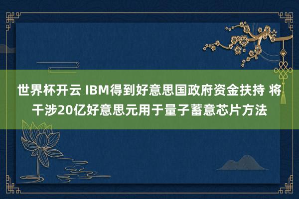 世界杯开云 IBM得到好意思国政府资金扶持 将干涉20亿好意思元用于量子蓄意芯片方法