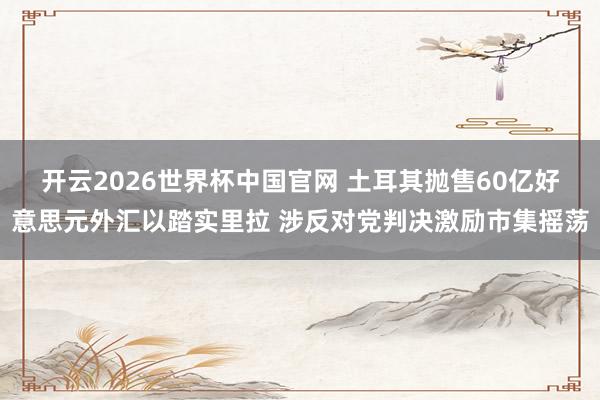 开云2026世界杯中国官网 土耳其抛售60亿好意思元外汇以踏实里拉 涉反对党判决激励市集摇荡