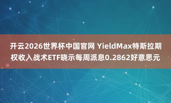 开云2026世界杯中国官网 YieldMax特斯拉期权收入战术ETF晓示每周派息0.2862好意思元