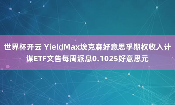 世界杯开云 YieldMax埃克森好意思孚期权收入计谋ETF文告每周派息0.1025好意思元