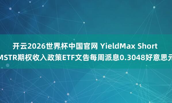 开云2026世界杯中国官网 YieldMax Short MSTR期权收入政策ETF文告每周派息0.3048好意思元