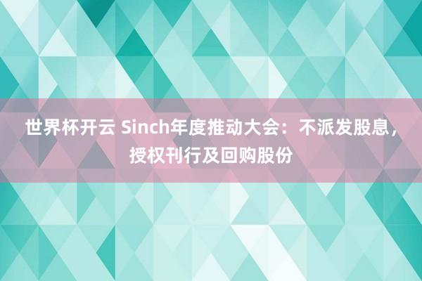 世界杯开云 Sinch年度推动大会:不派发股息,授权刊行及回购股份