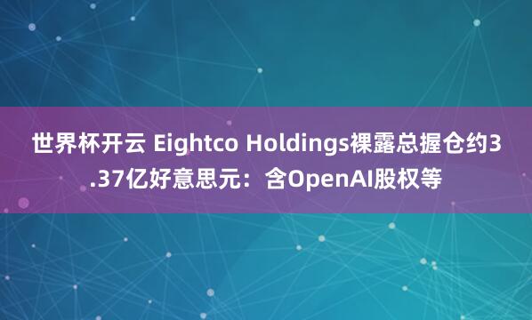 世界杯开云 Eightco Holdings裸露总握仓约3.37亿好意思元:含OpenAI股权等