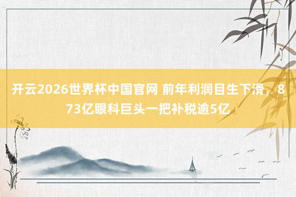 开云2026世界杯中国官网 前年利润目生下滑,873亿眼科巨头一把补税逾5亿