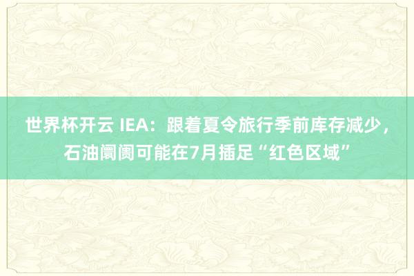世界杯开云 IEA:跟着夏令旅行季前库存减少,石油阛阓可能在7月插足“红色区域”