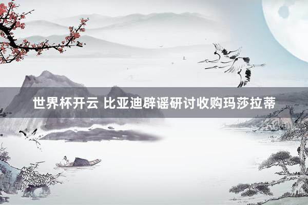 世界杯开云 比亚迪辟谣研讨收购玛莎拉蒂