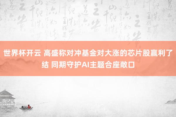 世界杯开云 高盛称对冲基金对大涨的芯片股赢利了结 同期守护AI主题合座敞口
