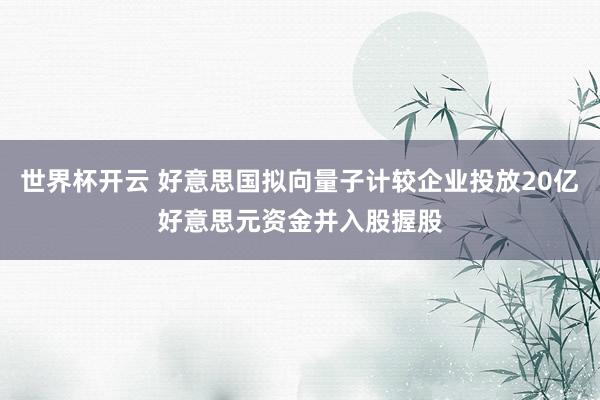 世界杯开云 好意思国拟向量子计较企业投放20亿好意思元资金并入股握股