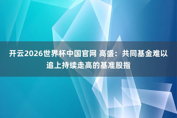 开云2026世界杯中国官网 高盛:共同基金难以追上持续走高的基准股指