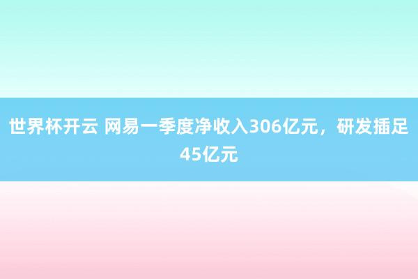 世界杯开云 网易一季度净收入306亿元，研发插足45亿元