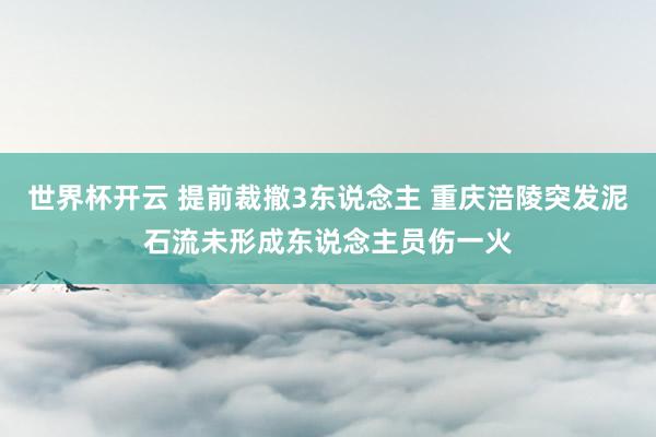 世界杯开云 提前裁撤3东说念主 重庆涪陵突发泥石流未形成东说念主员伤一火