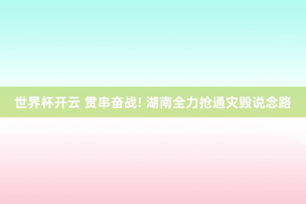 世界杯开云 贯串奋战! 湖南全力抢通灾毁说念路