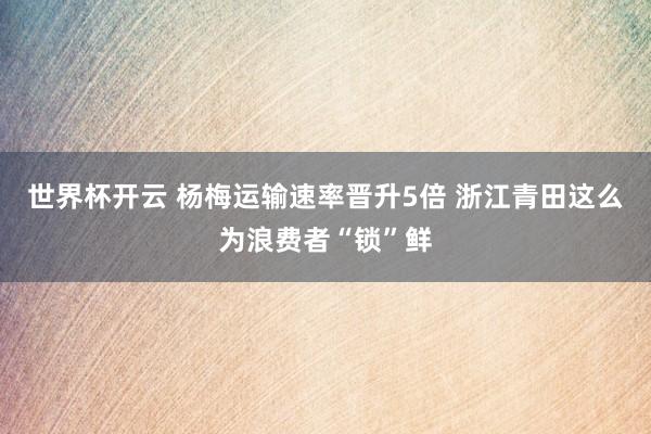世界杯开云 杨梅运输速率晋升5倍 浙江青田这么为浪费者“锁”鲜