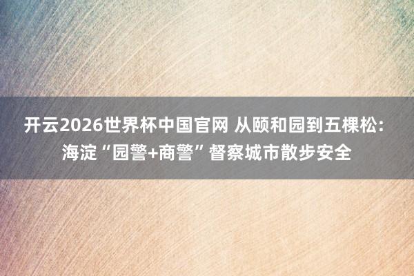 开云2026世界杯中国官网 从颐和园到五棵松: 海淀“园警+商警”督察城市散步安全