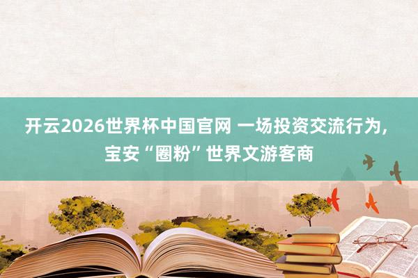 开云2026世界杯中国官网 一场投资交流行为, 宝安“圈粉”世界文游客商