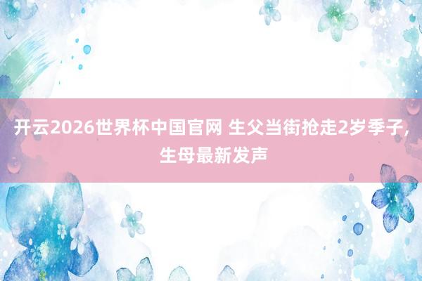 开云2026世界杯中国官网 生父当街抢走2岁季子, 生母最新发声