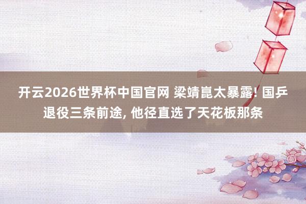 开云2026世界杯中国官网 梁靖崑太暴露! 国乒退役三条前途, 他径直选了天花板那条