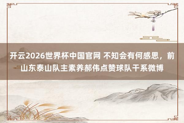 开云2026世界杯中国官网 不知会有何感思,前山东泰山队主素养郝伟点赞球队干系微博