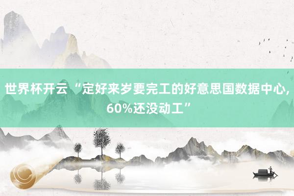 世界杯开云 “定好来岁要完工的好意思国数据中心, 60%还没动工”
