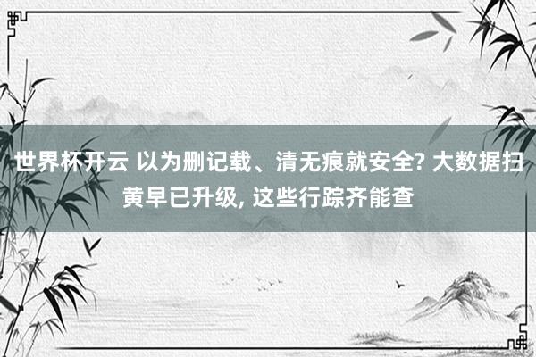 世界杯开云 以为删记载、清无痕就安全? 大数据扫黄早已升级, 这些行踪齐能查