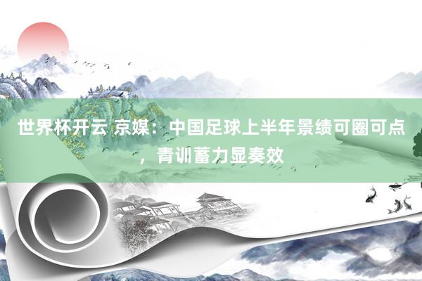 世界杯开云 京媒:中国足球上半年景绩可圈可点,青训蓄力显奏效