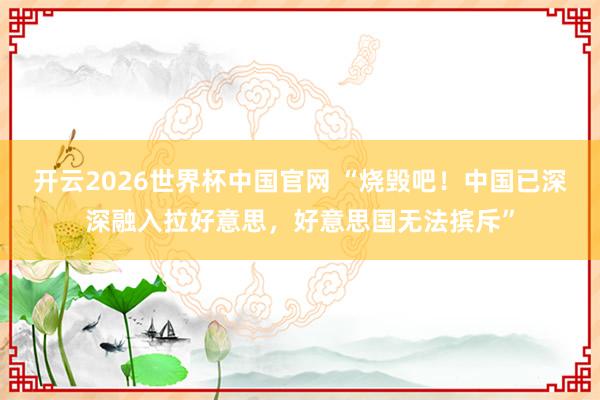开云2026世界杯中国官网 “烧毁吧!中国已深深融入拉好意思,好意思国无法摈斥”