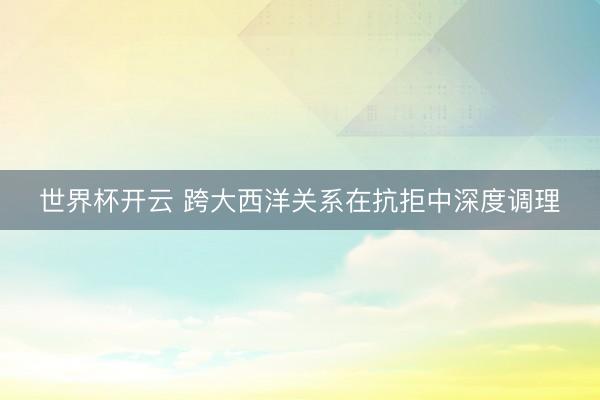 世界杯开云 跨大西洋关系在抗拒中深度调理