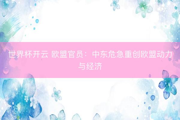 世界杯开云 欧盟官员:中东危急重创欧盟动力与经济