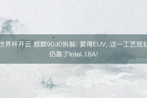 世界杯开云 麒麟9030拆解: 莫得EUV， 这一工艺规划仍赢了Intel 18A!