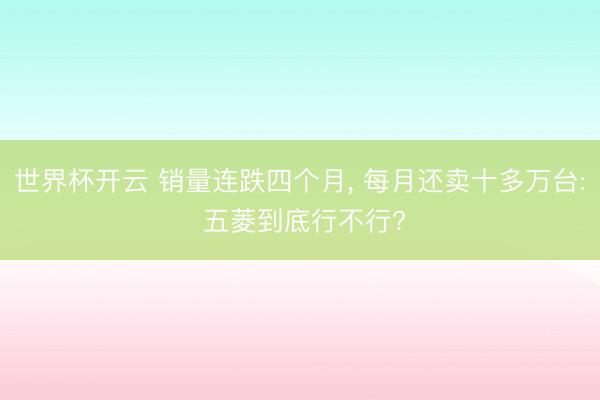 世界杯开云 销量连跌四个月, 每月还卖十多万台: 五菱到底行不行?