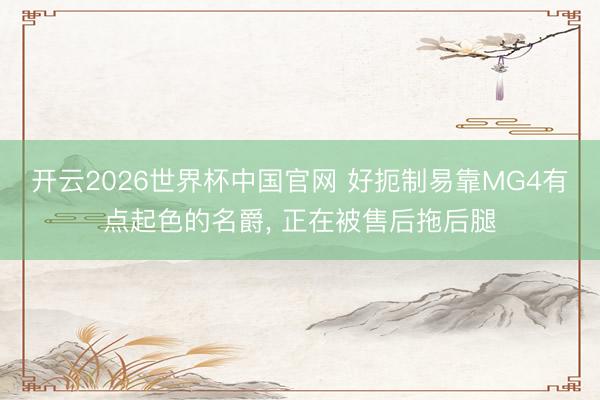 开云2026世界杯中国官网 好扼制易靠MG4有点起色的名爵, 正在被售后拖后腿
